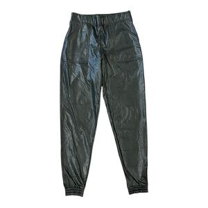 SPANX Faux Leather Jogger Pants In Noir Black Small